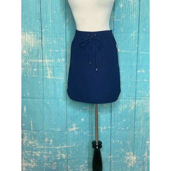 Calvin Klein Blue  Elastic Waist Tie Pull On Mini Skirt XS - Picture 10 of 11